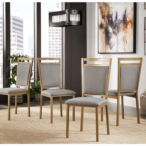 Homesullivan Gold Metal Upholstered, Gold Upholstered Dining Chairs