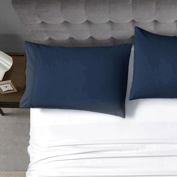 swift home Standard (20in. x 30in.) Navy Ultra Soft Polyester Polyester Home Essential Pillowcases 2-pieces Set