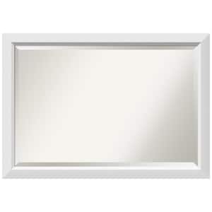 Medium Rectangle Satin White Contemporary Mirror (28 in. H x 40 in. W)