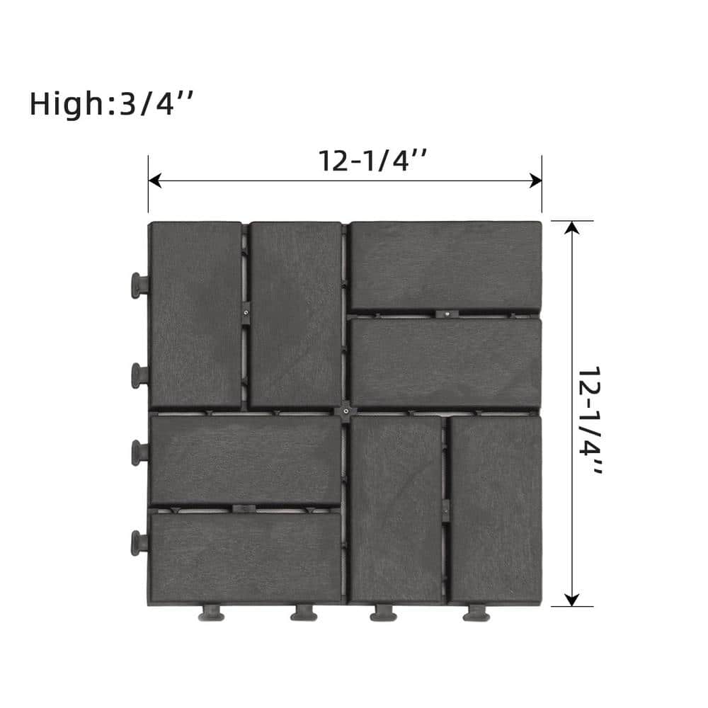 Dark Gray 12"x12" Interlocking Waterproof Deck Tiles, 27 Pack