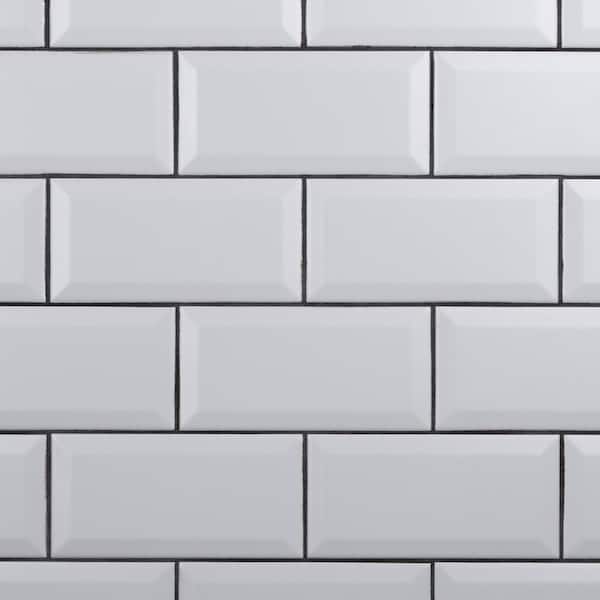 Merola Tile Crown Heights Beveled 3 In, Matte White Subway Tile Backsplash