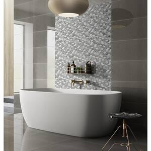 Kensington Gray Backsplash 3.93 in. x 4.33 in. Brick Joint Matte Marble Glass Mosaic Wall Tile Sample (0.11 sq. ft./Ea)