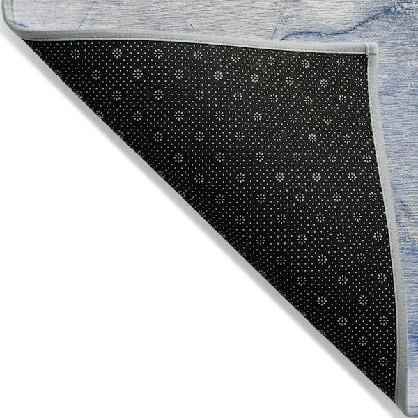 Navy Blue 5 ft. x 8 ft. Woven Abstract Polyester Rectangle Indoor/Outdoor Area Rug
