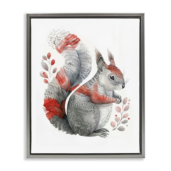 Stupell Industries Scandinavian Style Squirrel by LSR Design Studio Gray Floater Frame Animal Graphic Art Print 21 in. x 17 in.