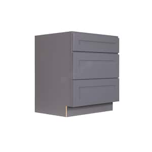 Lancaster Gray Plywood Shaker Stock Assembled Base Drawer Kitchen Cabinet 30 in. W x 34.5 in. H x 24 in. D