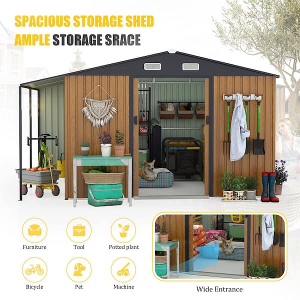 Ama pear 10 ft. W x 12 ft. D Yellow Metal Outdoor Storage Shed