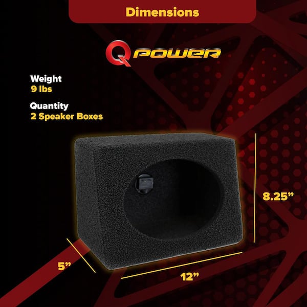 Q POWER Q-Bomb 6 in. x 9 in. Car Wedge Speaker Boxes with Bedliner