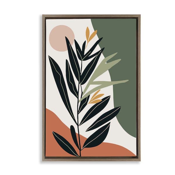 Stupell Industries Earthy Tropical Foliage by LSR Design Studio Brown Floater Frame Nature Graphic Art Print 25 in. x 17 in.