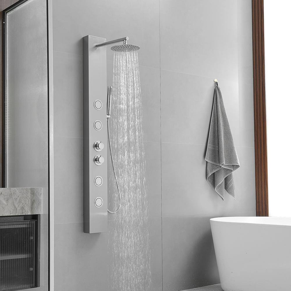 Nickel Chrome Multi-function Shower Panel with Adjustable Head