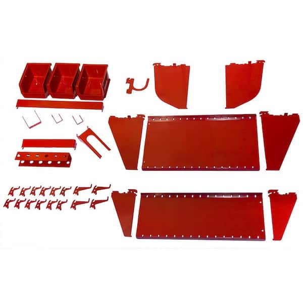 Wall Control 1 in. Vertical Red Slotted Metal Pegboard Workstation Accessory Kit