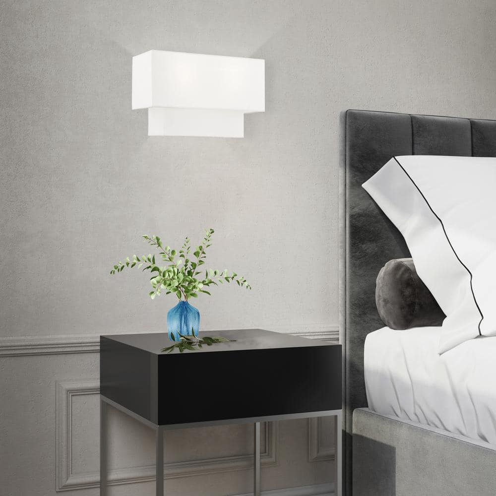 Swaney Brushed Nickel 2-Light Dimmable Fabric Shade Sconce