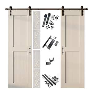 20 in. W. x 80 in. 5-in-1-Design Tinsmith Gray Double Pine Wood Interior Sliding Barn Door with Hardware Kit, Non-Bypass