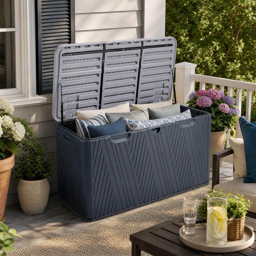 Aoodor 85 Gal. Medium Dark Gray Plastic Resin Outdoor Storage Deck