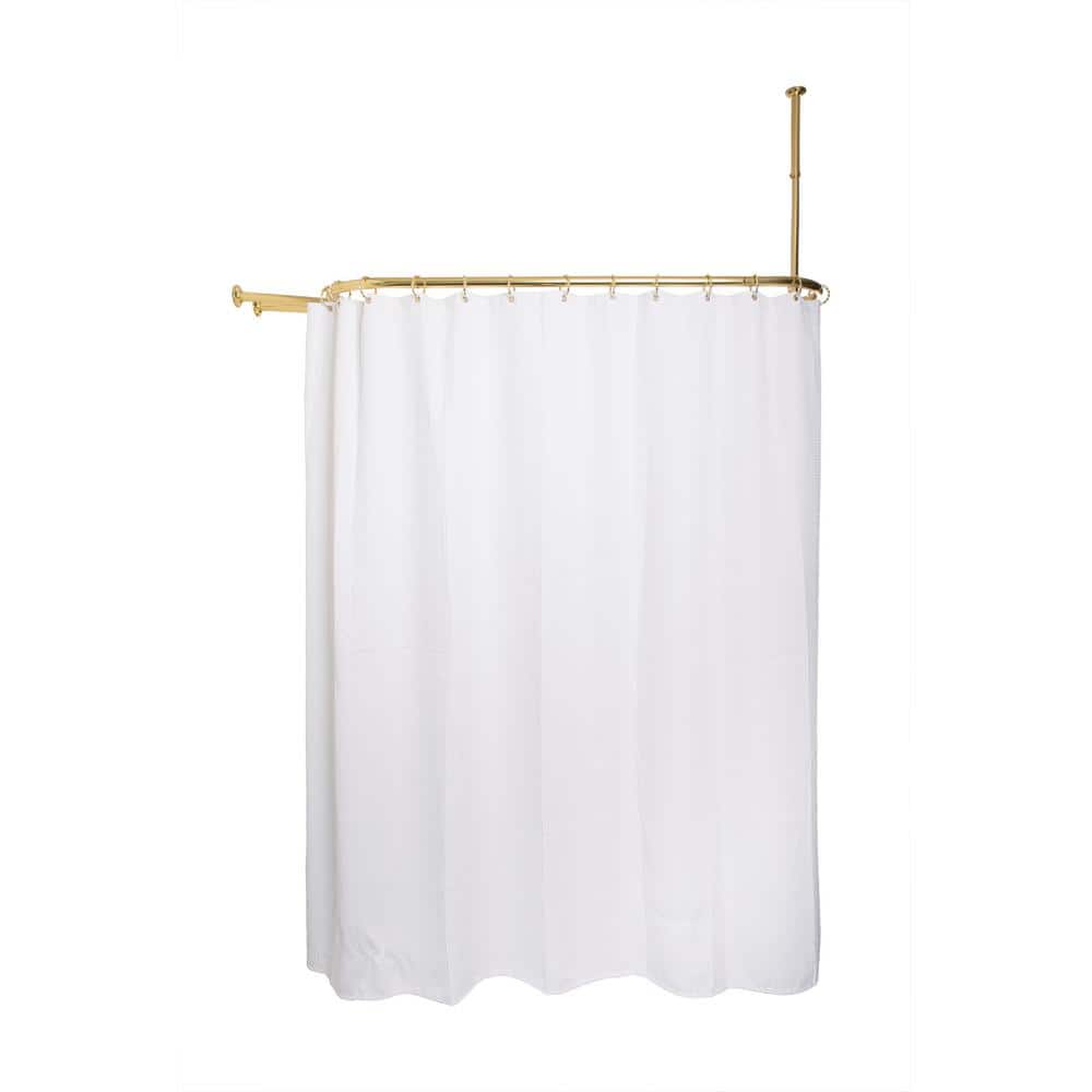 Gold Aluminum D-Shaped Ceiling Mounted Shower Curtain Rod Set