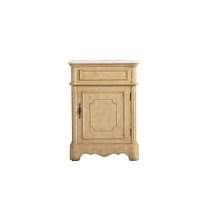 Simply Living 24 in. W x 19 in. D x 33 in. H Bath Vanity in Antique Beige with White Marble Top
