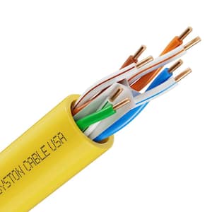 1000 ft. Yellow CMR Cat 6e 600 MHz 23 AWG Solid Bare Copper Ethernet Network Cable-Bulk No Ends Outdoor/Indoor