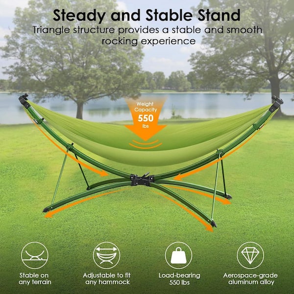 2-Person Hammock Chair with Stand, Adjustable Sunshade Canopy and
