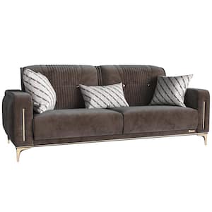 Saint Collection Convertible 85 in. Brown Microfiber 3-Seater Twin Sleeper Sofa Bed with Storage