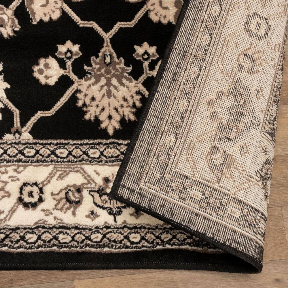 Black Floral Synthetic Traditional Indoor Area Rug