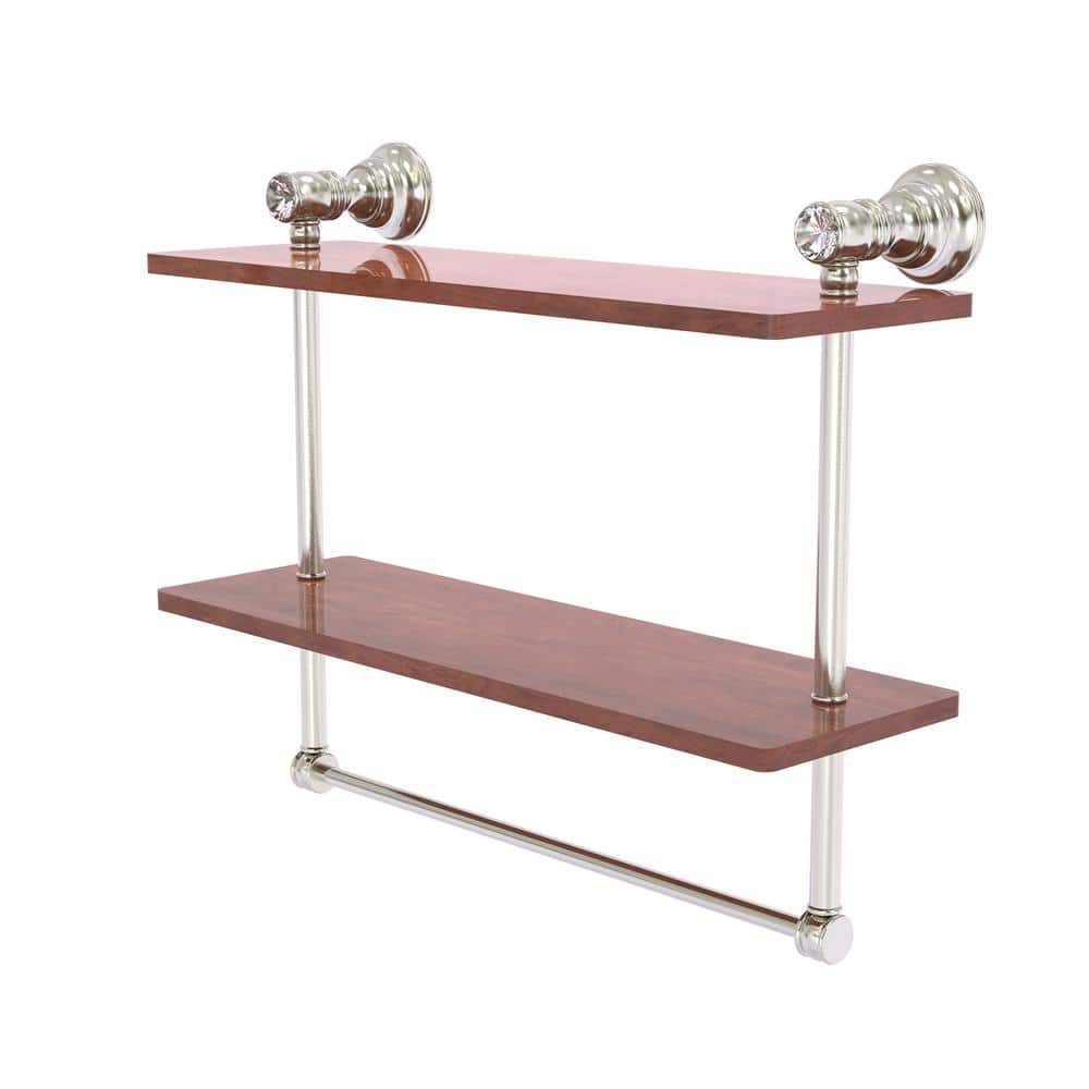 Carolina Crystal 16 in. W x 9.5 in. H x 5.54 D Wood Rectangular Shelf in Satin Nickel with Towel Bar price history on PriceWatchPro