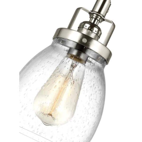 Brushed Nickel Mini Pendant with Clear Seeded Glass Shade
