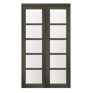 48 in. x 80.50 in. 5 Lite 5 Panel Iron Age Finished MDF Sliding Door