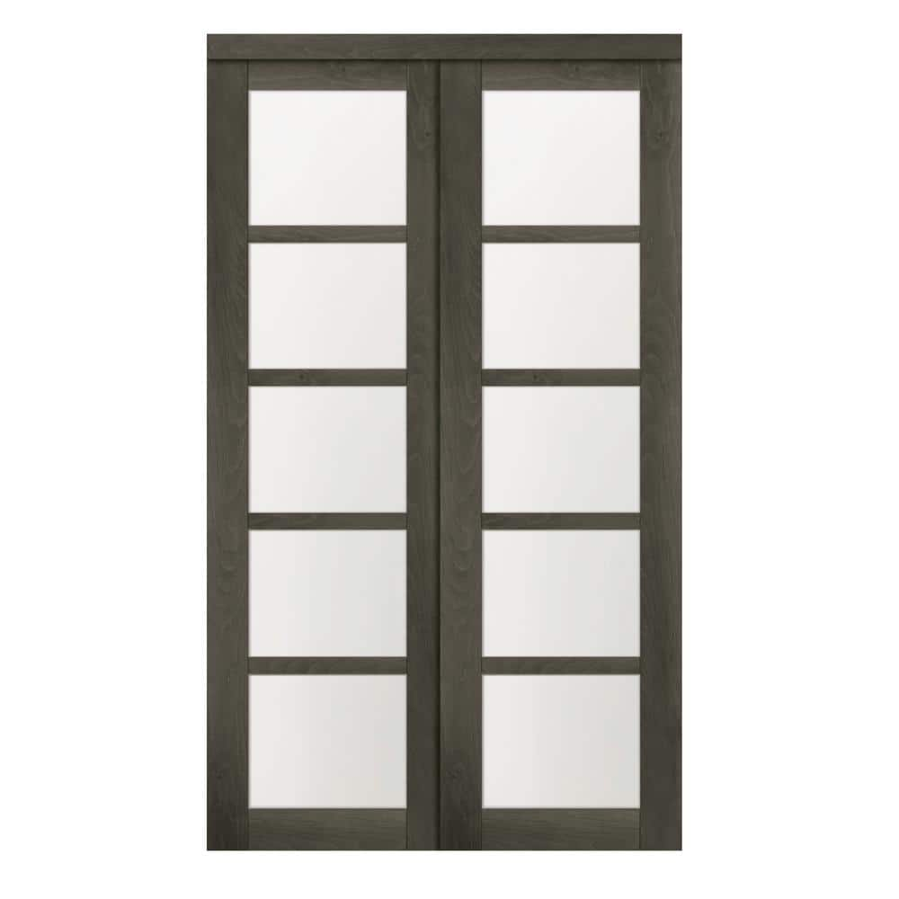 72 in. x 80.50 in. 5-Lite 1-Panel Iron Age Finished MDF Sliding Door -  TRUporte, EU2470IAFGE7280