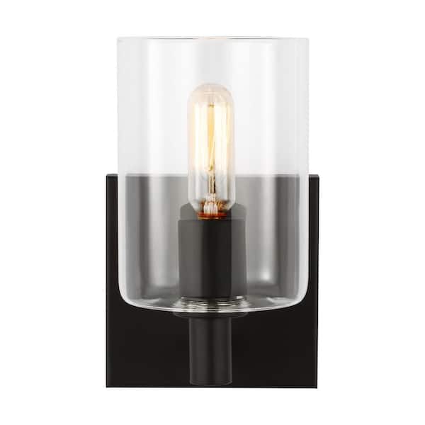 Generation Lighting Fullton Modern 1-Light Indoor Dimmable Midnight Black Bath Vanity Wall Sconce