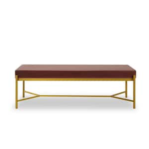 Pink Metal Bench with Velvet Upholstered 17.72 in. H X 55.12 in. W X 18.9 in. D