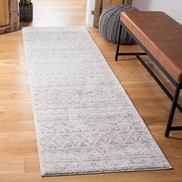 Adirondack 3 ft. x 10 ft. Ivory/Silver Geometric Striped Runner Rug