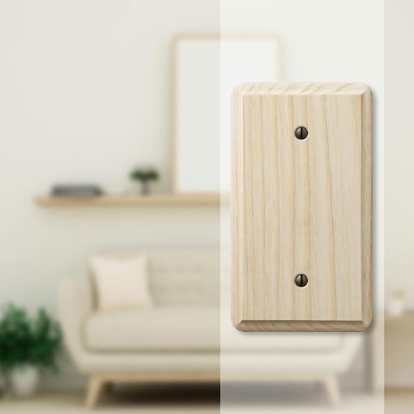 Contemporary 1 Gang Blank Wood Wall Plate - Unfinished Ash