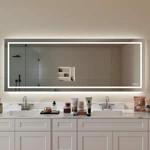 84 in. W x 32 in. H Rectangular Frameless Wall Bathroom Vanity Mirror with Backlit and Front Light