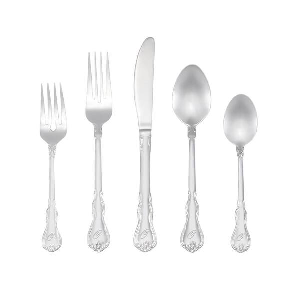 RiverRidge Home Bouquet Monogrammed Letter O 46-Piece Silver Stainless Steel Flatware Set (Service for 8)