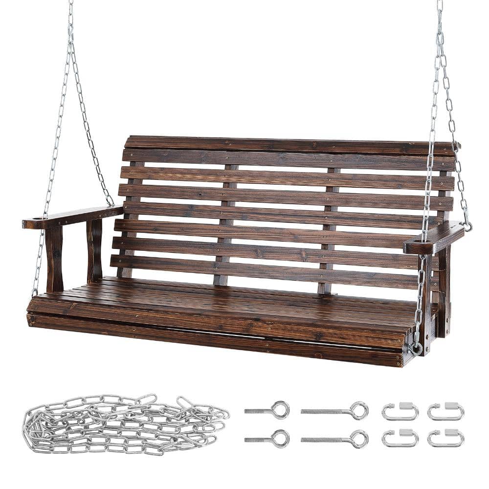 25.98 in. W x 5.51 in. H Wooden Patio Porch Swing 4.5 ft, Sturdy Swing Bench with Chains, 880 lbs for Garden & Courtyard price history on PriceWatchPro