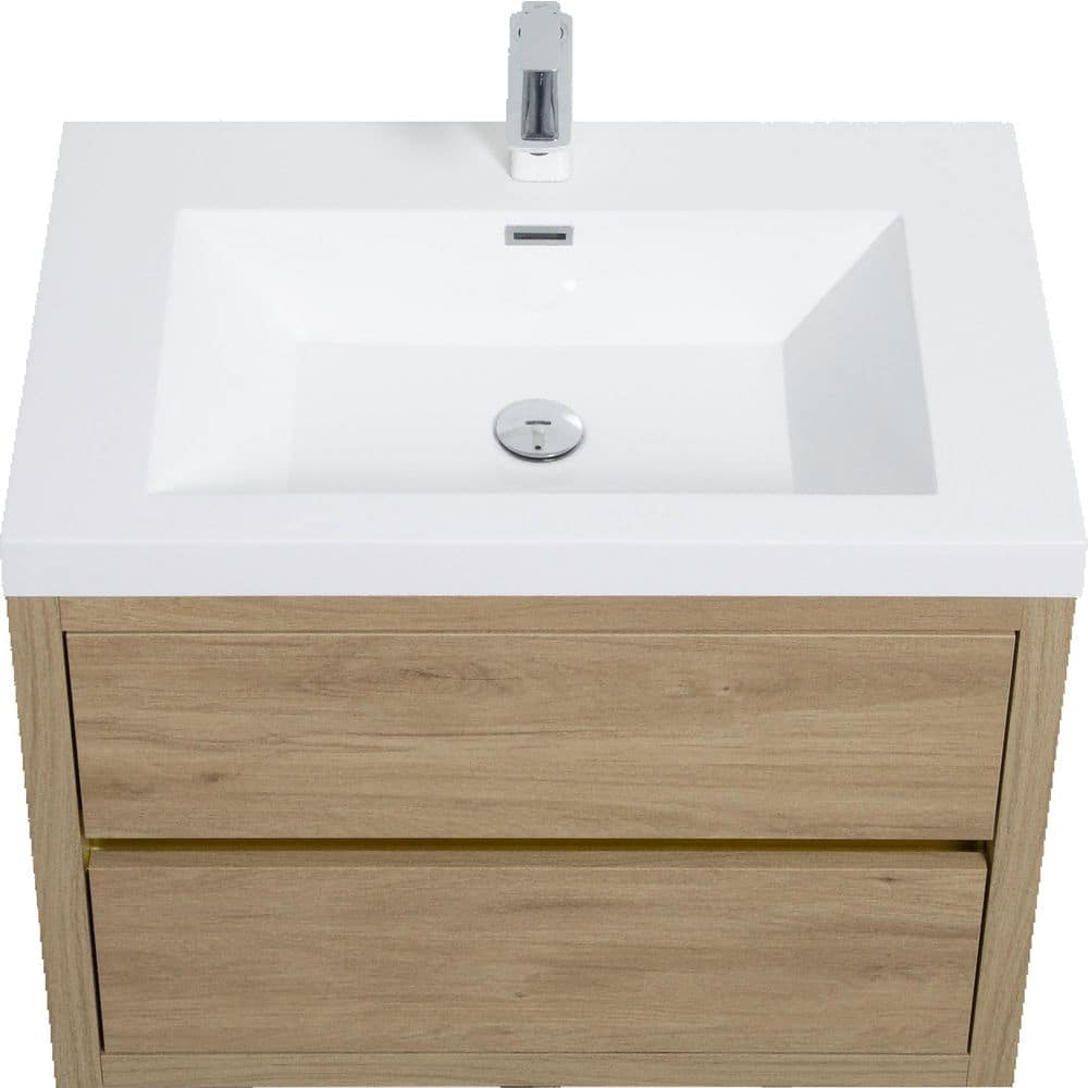 30 in. Single Sink Floating Brown Bath Vanity with White Resin Sink Top Assembled price history on PriceWatchPro