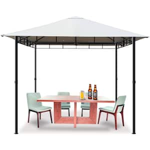 10 ft. x 10 ft. Grill Gazebo Canopy Tent Stylish Outdoor Shelter For Bbq Bliss Light Grey