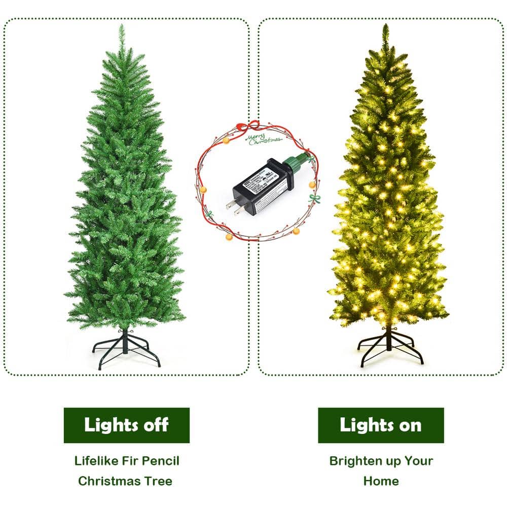 6' Green Pre-Lit Artificial Fir Christmas Tree with LED Lights