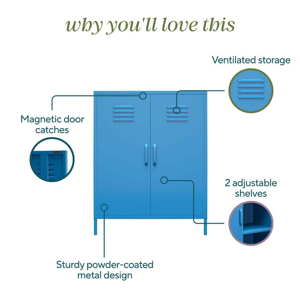 Bright Blue Metal Locker Style Storage Cabinet with Adjustable Shelving