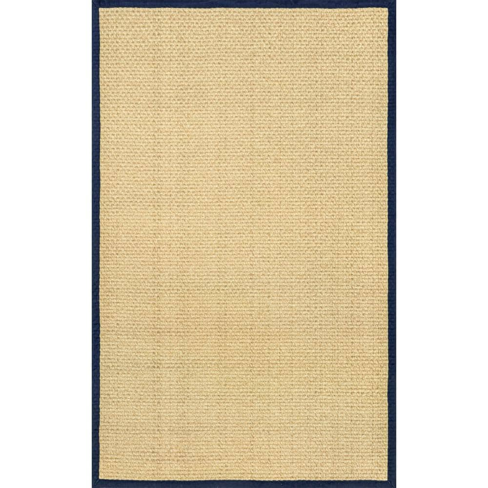 nuLOOM Meena Faux Seagrass Bordered Navy 8 ft. x 10 ft. Indoor/Outdoor Area Rug