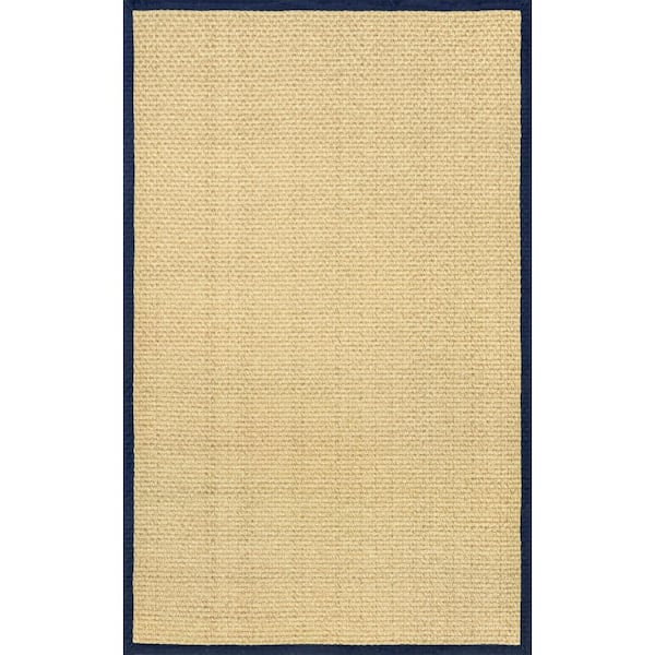 nuLOOM Meena Faux Seagrass Navy 8 ft. x 10 ft. Bordered Indoor/Outdoor Area Rug