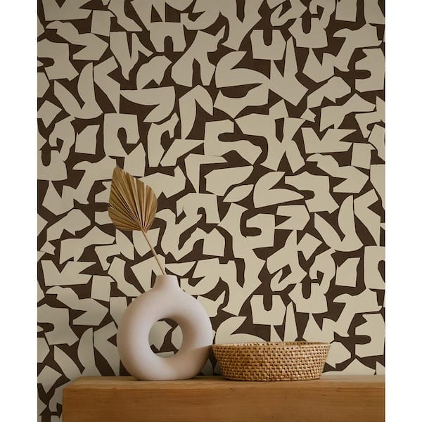 Brown Graphic Geo Vinyl Peel and Stick Wallpaper Roll 30.75 Sq. Ft.
