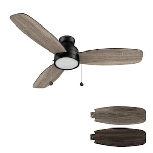 Troyes 52 in. Color Changing Integrated LED Indoor Black 5-Speed DC Ceiling Fan with Light Kit and Pull Chain
