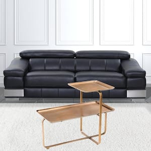 Julia 16.5 in. Gold Rectangle Metal Coffee Table with Shelves