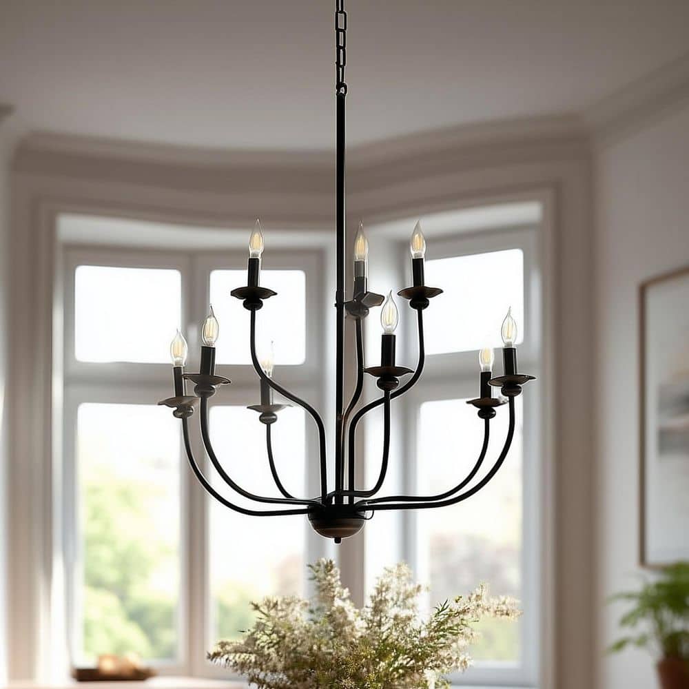 Whitmore 9-Light Matte Black Tiered Chandelier for Entryway with No Bulbs Included price history on PriceWatchPro