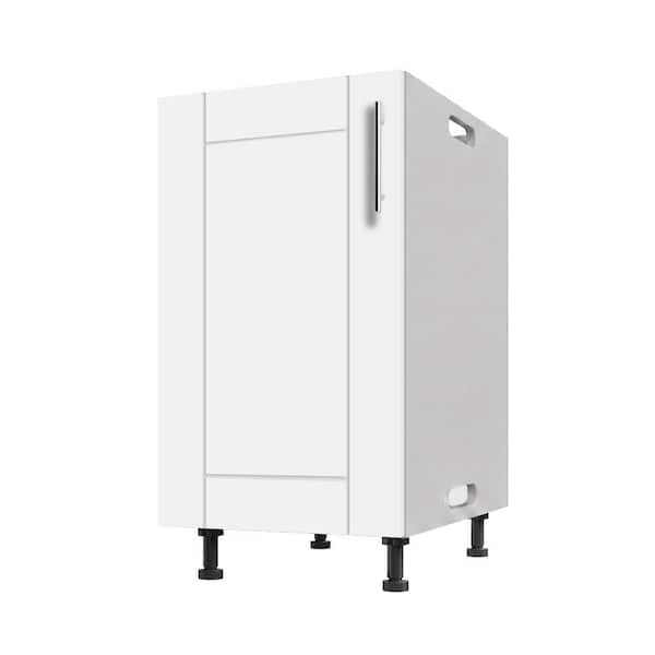 Sanibel Weatherboard 18 in. x 27 in. x 34.5 in. Outdoor Base Cabinet Trash Can Full Height in Shell White Matte