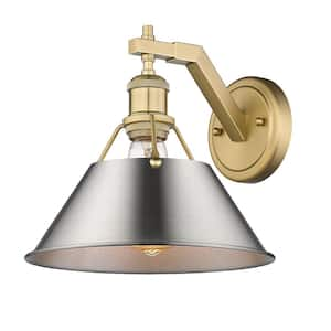 Orwell 10 in. 1-Light Brushed Champagne Bronze and Pewter Wall Sconce