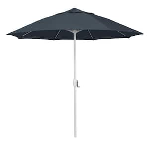 9 ft. Matted White Aluminum Market Patio Umbrella Fiberglass Ribs and Auto Tilt in Sapphire Pacifica