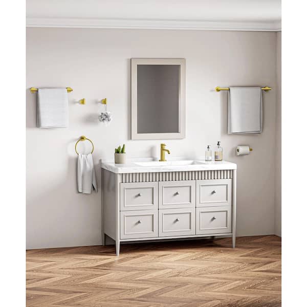 12-Piece Bath Hardware Set with Towel Ring Toilet Paper Holder Towel Hook Towel Bar Included Wall Mount in Brushed Gold