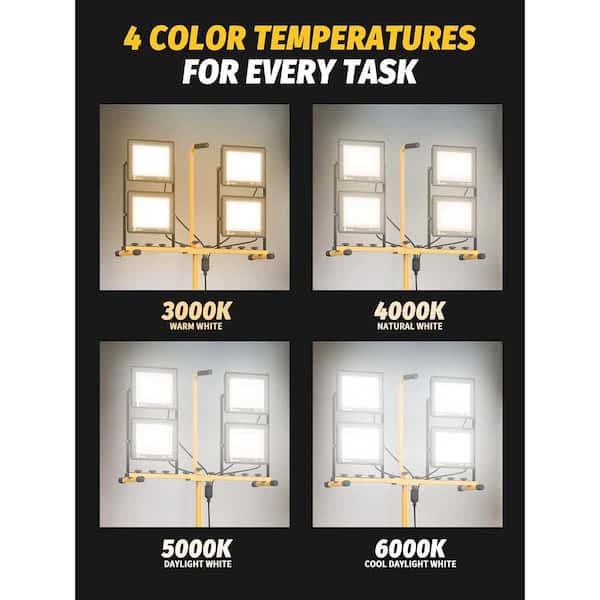 120 Volt LED Work Light with Adjustable 32000 Lumens 4-Head Tripod Fixture for Indoor and Outdoor Job Sites