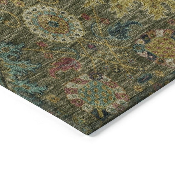 Chantille Machine Washable Indoor/Outdoor Abstract ACN2151 Olive 1 ft. 8 in. x 2 ft. 6 in. Accent Rug